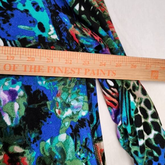 Philosophy Tunic Top Green Aqua Colorful Floral Butterfly Boho plus size XXL art - Picture 8 of 9